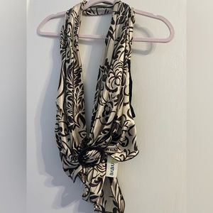 Women| Open Back Silk Halter Top  (Gold and Brown)